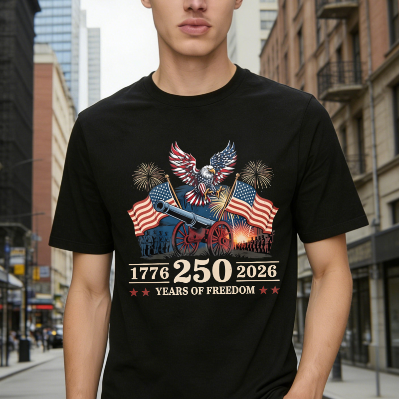 American Eagle Flag Cannon 1776 250 2026 Years Of Freedom Unisex Classic T-shirt