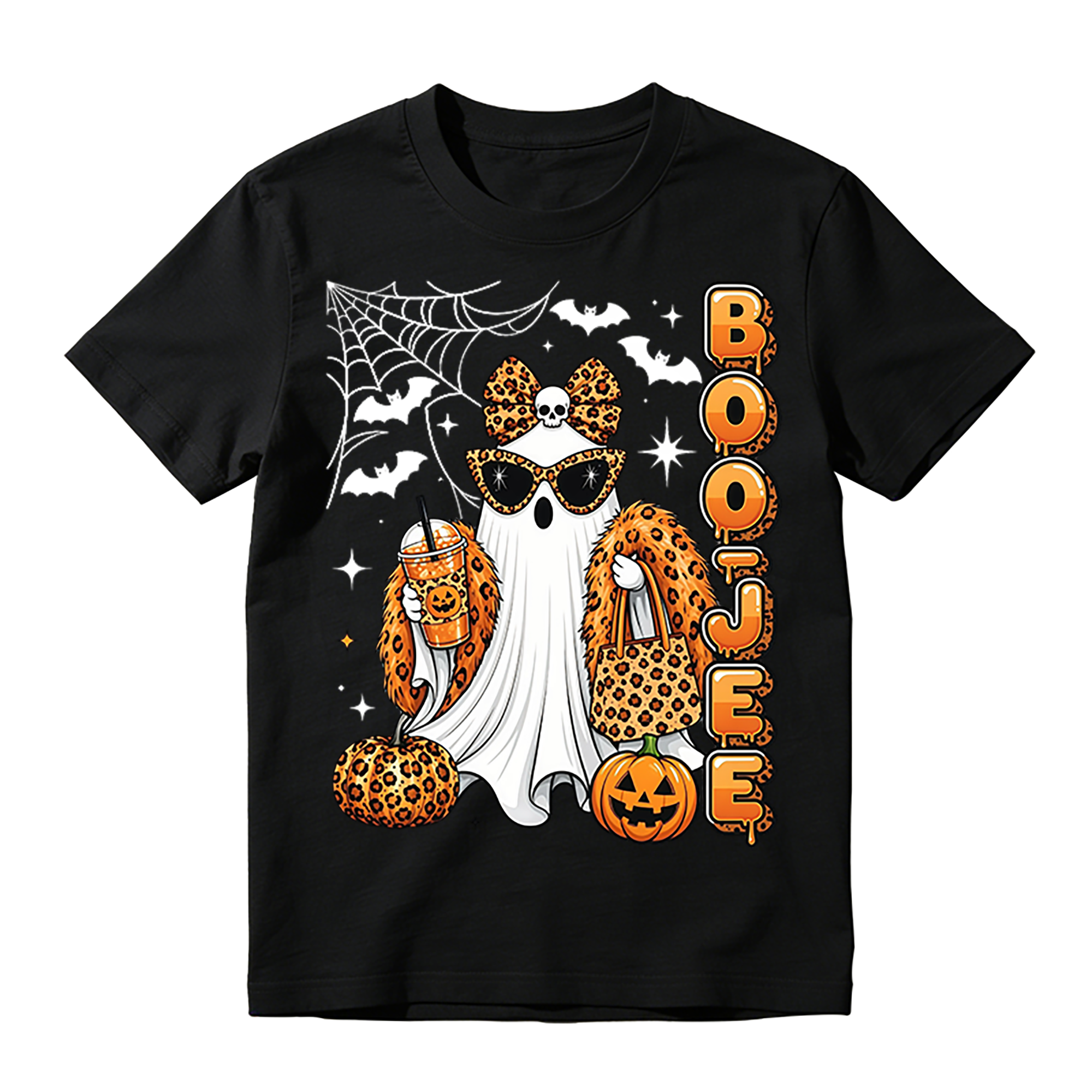 Leopard Print Ghost With Sunglasses And Boojee Text Halloween T-shirt