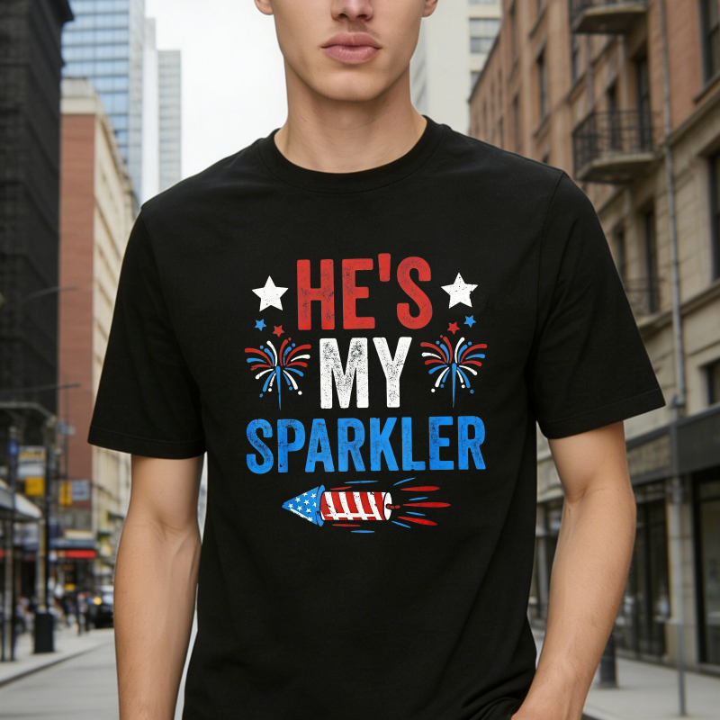 Hes My Sparkler Fireworks And Stars Design Unisex Classic T-shirt