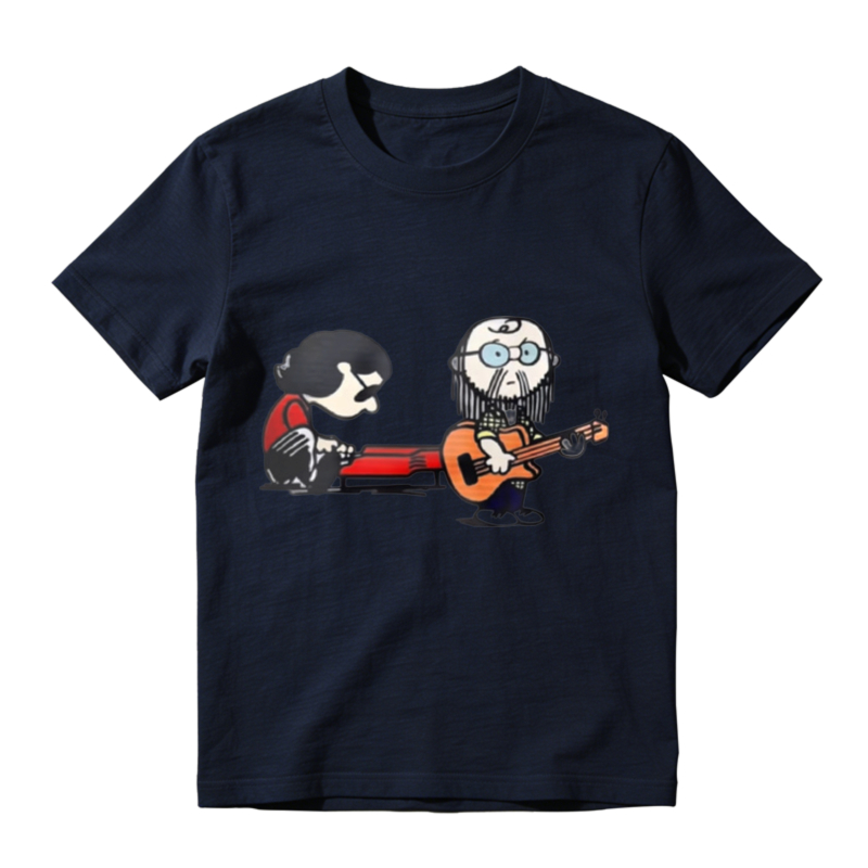 Cartoon Musician Duo Playing Guitar And Keyboard Unisex Classic T-shirt