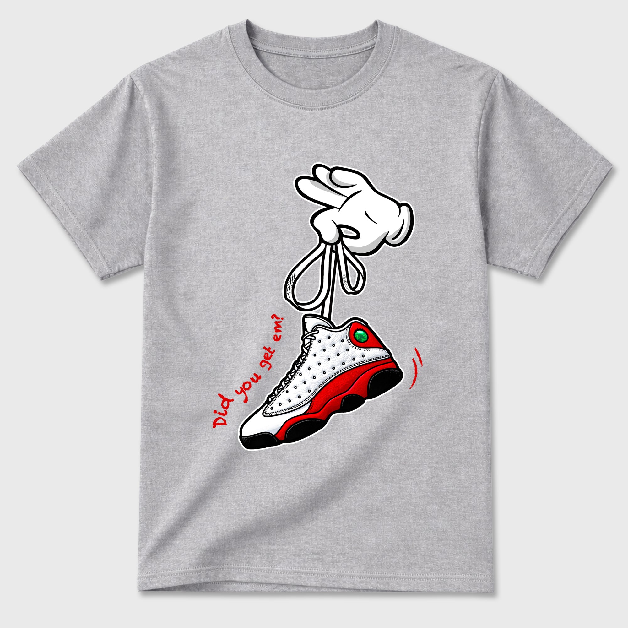 Cartoon Hands Sneaker Tees - Air Jordan 13 University Red