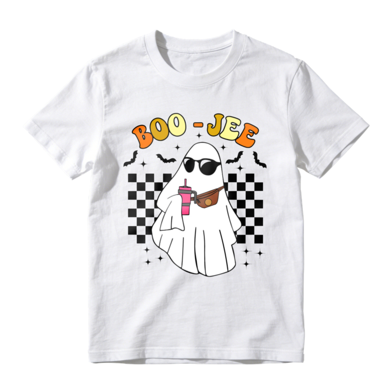 Boo Jee Funny Ghost Wearing Sunglasses And Fanny Pack Holding Drink Halloween T-shirt