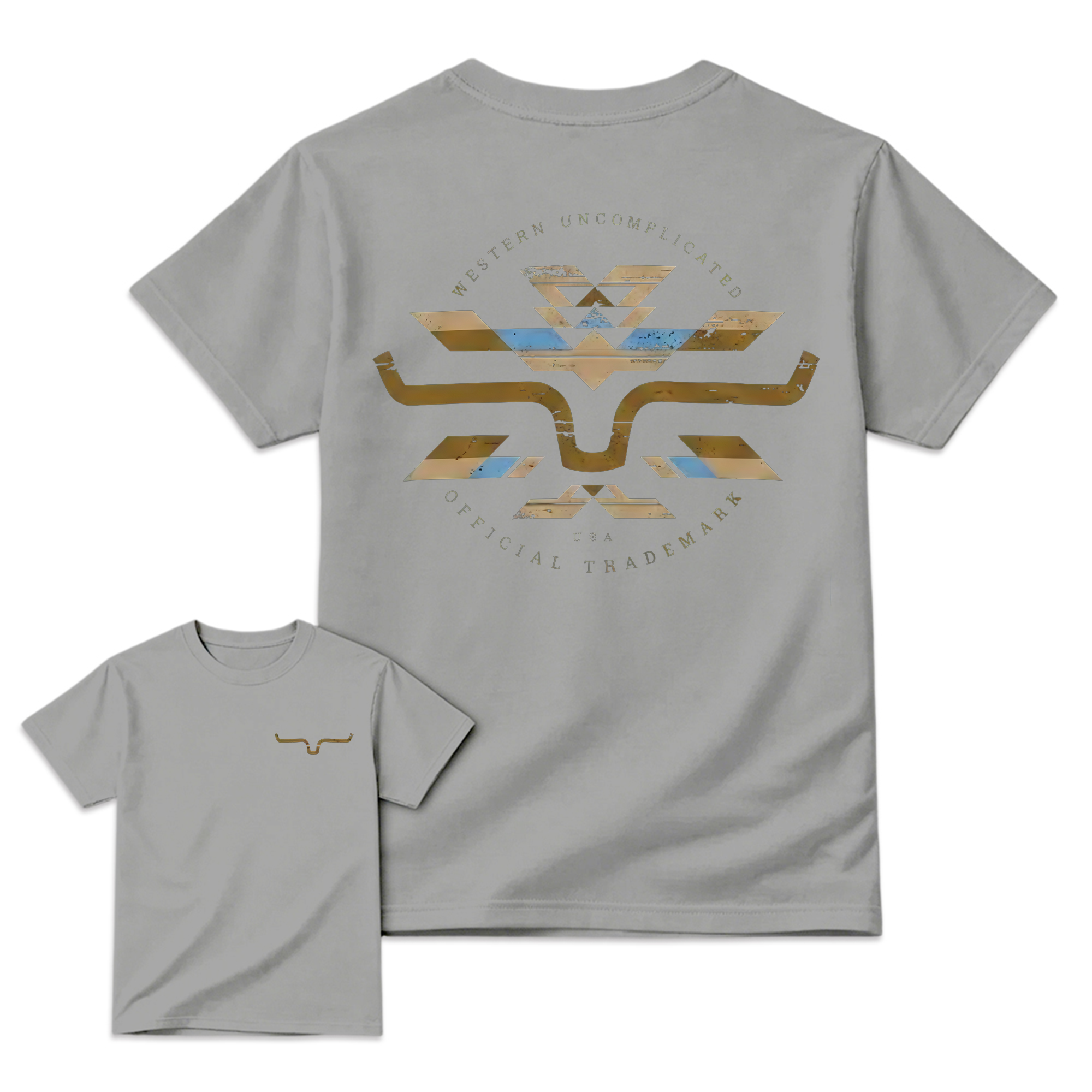 Vintage Western Longhorn Tribal Print Double Sided Graphic T‑Shirt