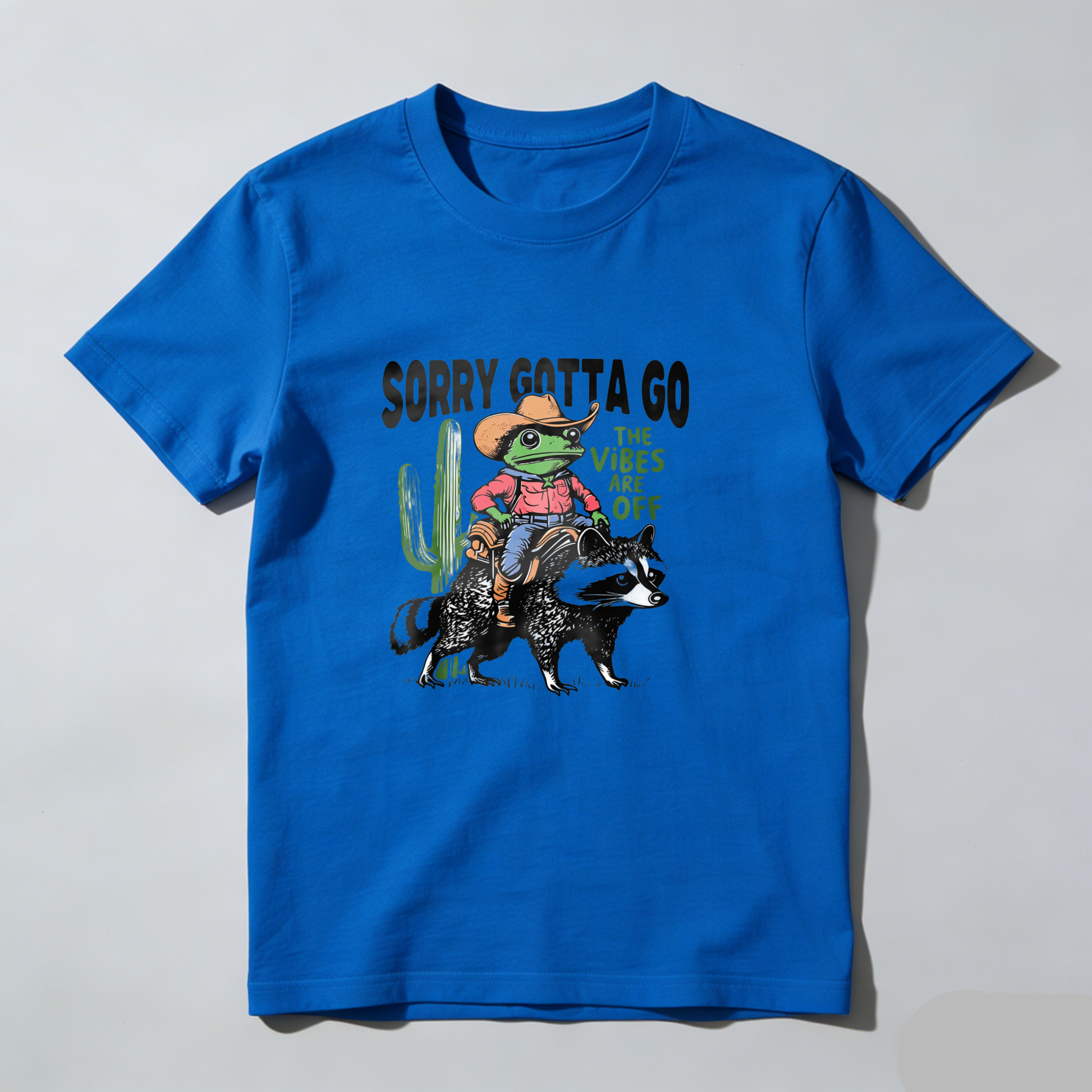 Lizard Cowboy Riding Dog Cactus Vibes Off tshirt 100% cotton