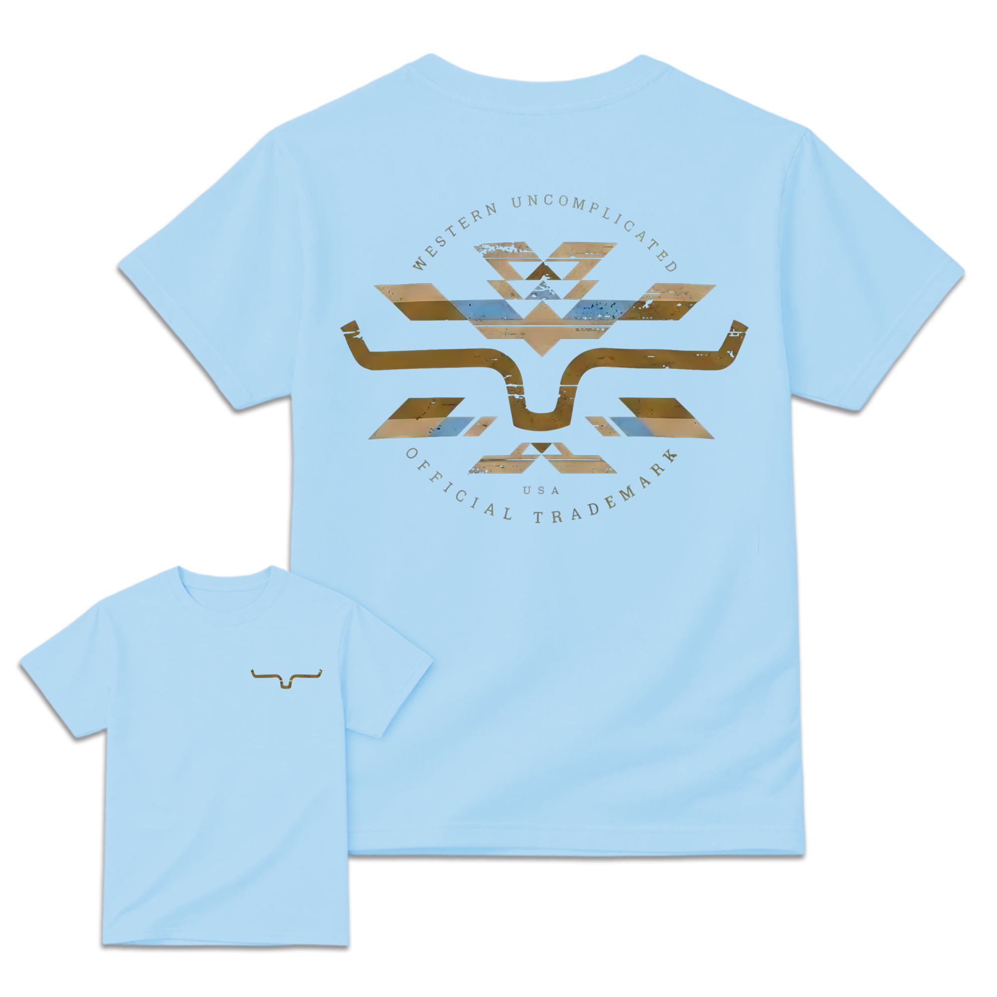 Vintage Western Longhorn Tribal Print Double Sided Graphic T‑Shirt