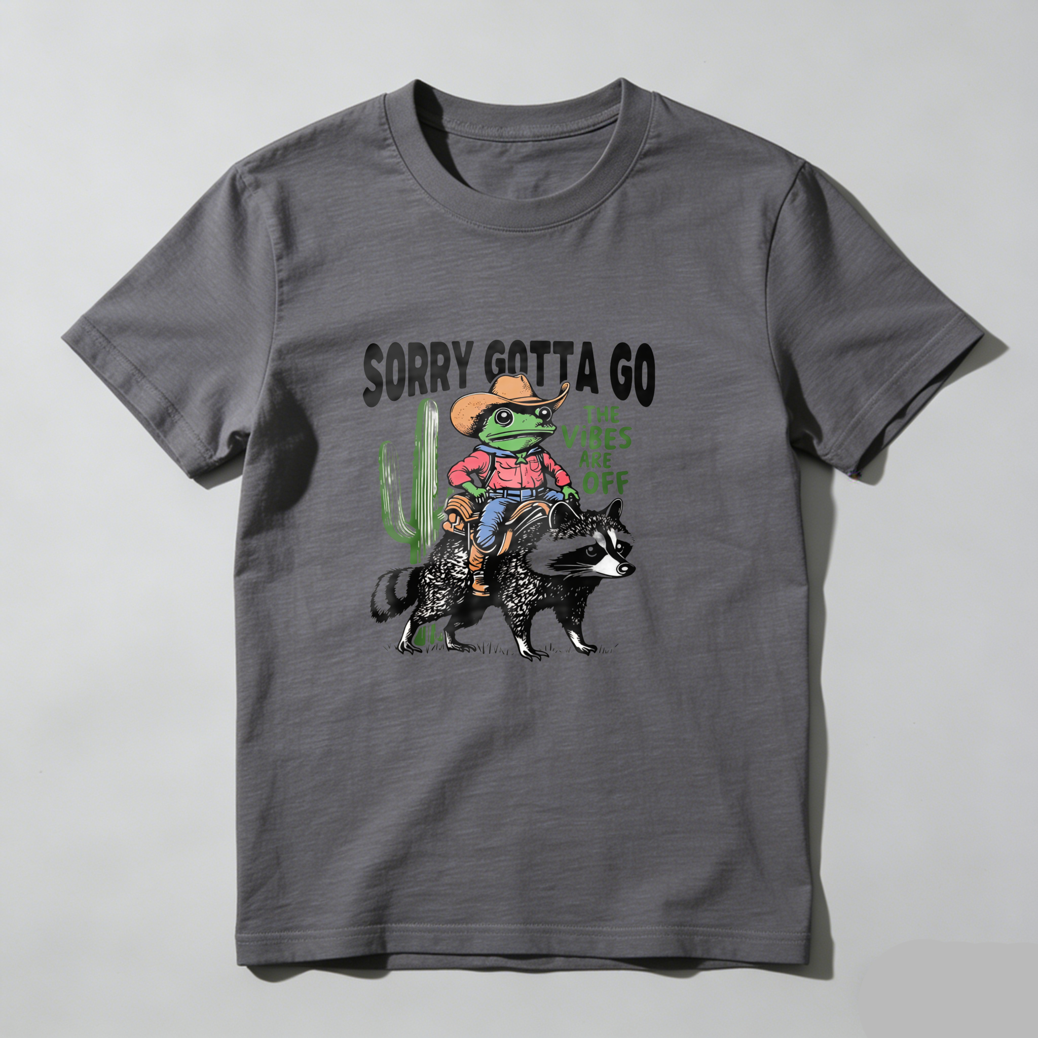 Lizard Cowboy Riding Dog Cactus Vibes Off tshirt 100% cotton