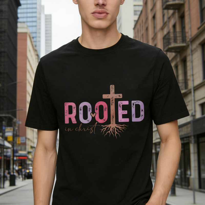 Rooted In Christ Cross With Roots Design Unisex Classic T-shirt