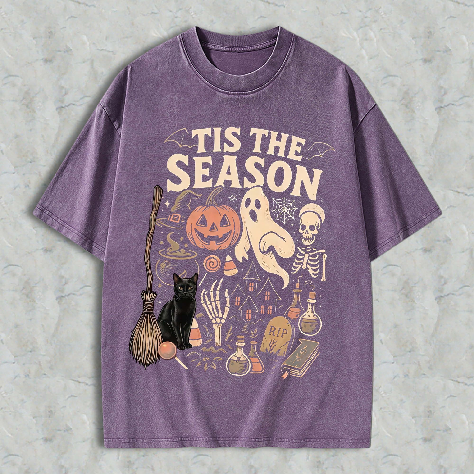 Tis The Season Halloween Comfort Colors Shirt, Ghost Pumpkin Black Cat Graphic Tee