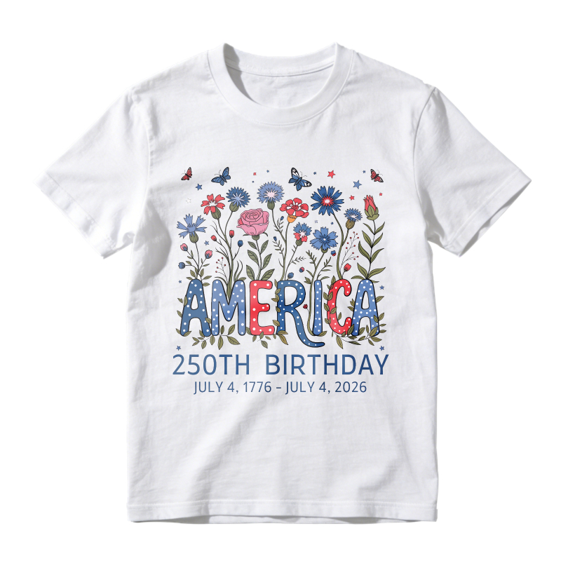 Floral America 250th Birthday July 4 1776 July 4 2026 Unisex Classic T-shirt