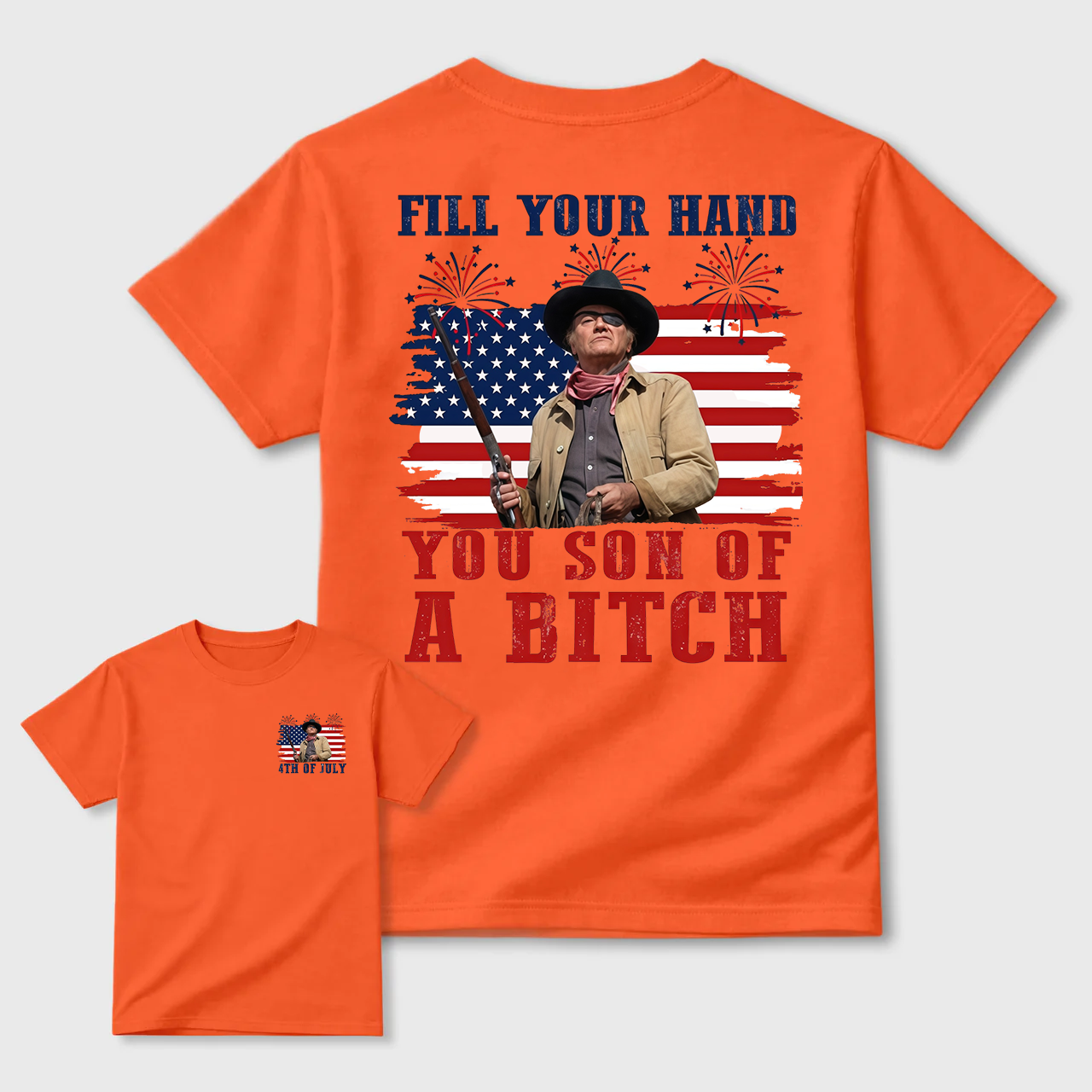 Funny Patriotic Cowboy Shirt for Men, Fill Your Hand USA Flag Graphic Tee, 4th of July Western Cowboy T-Shirt