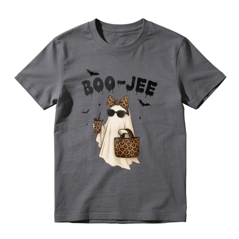 Boo Jee Leopard Print Ghost With Sunglasses And Handbag Halloween T-shirt