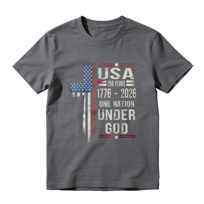 Usa Flag Cross 250 Years 1776 2026 One Nation Under God Unisex Classic T-shirt