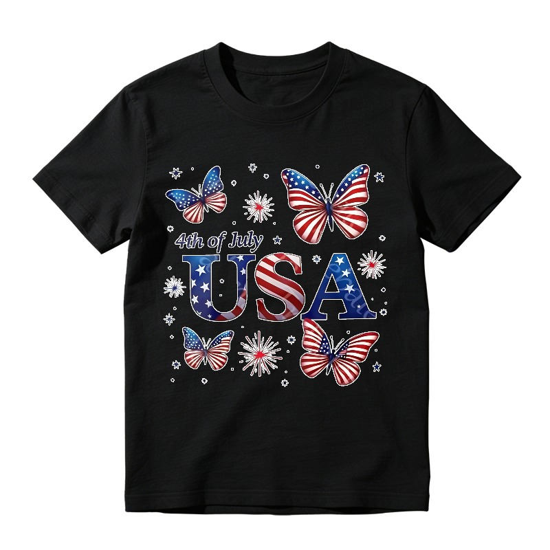 Butterfly Usa Flag 4th Of July Unisex Classic T-shirt