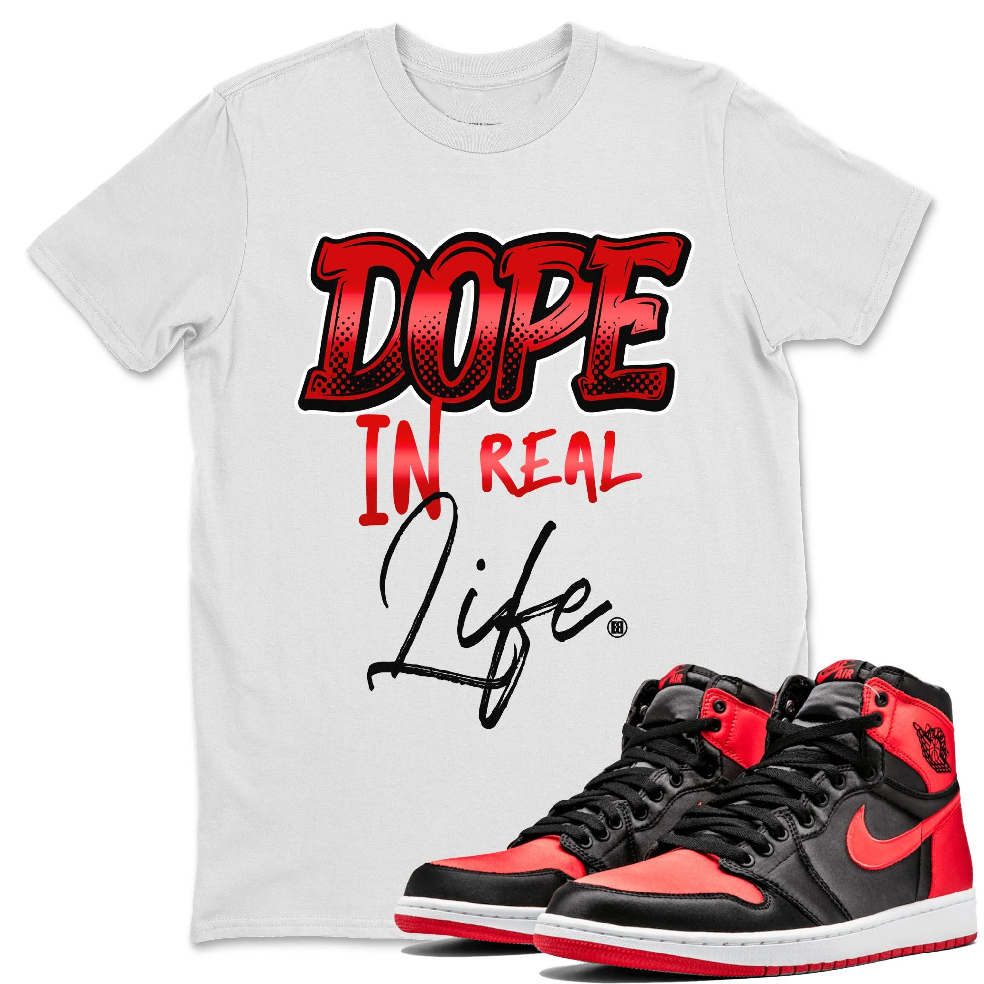 Dope In Real Life Unisex Tops - Air Jordan 1 Satin Bred