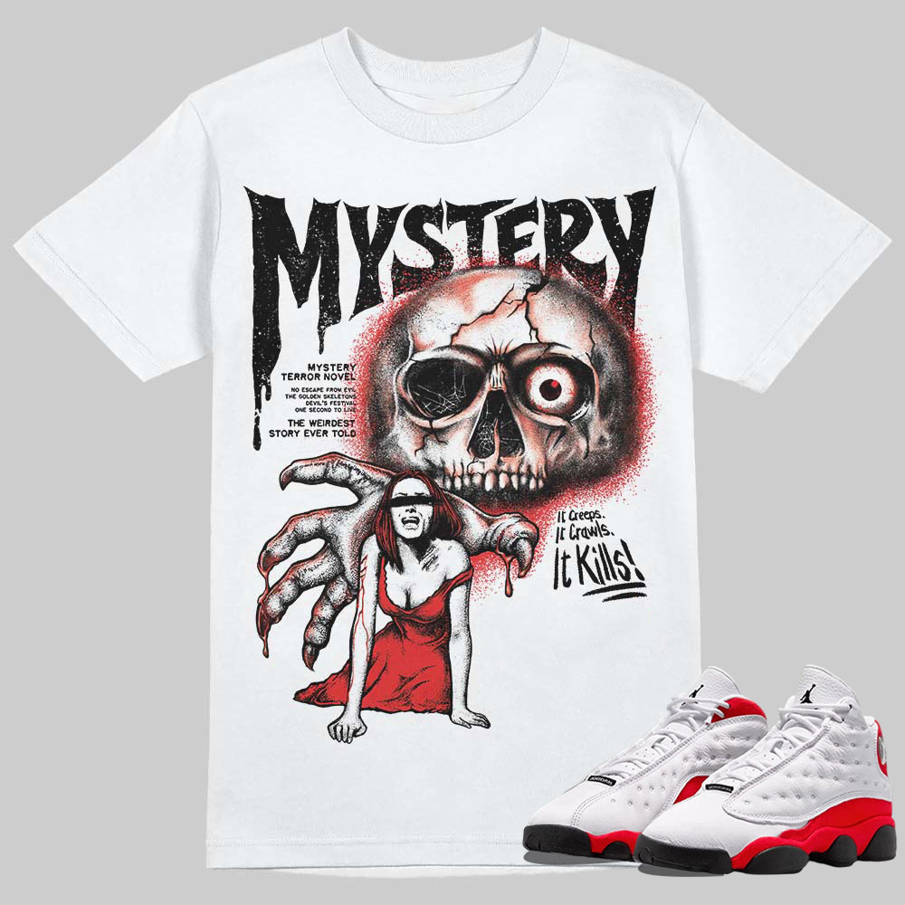 AJ 13 Chicago True Red Cherry T-Shirt Mystery Ghostly Grasp Graphic