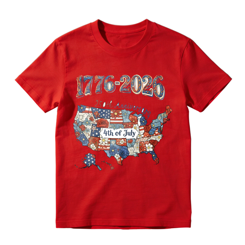 1776 2026 250th Anniversary Usa Map With American Flag And Stars Unisex Classic T-shirt