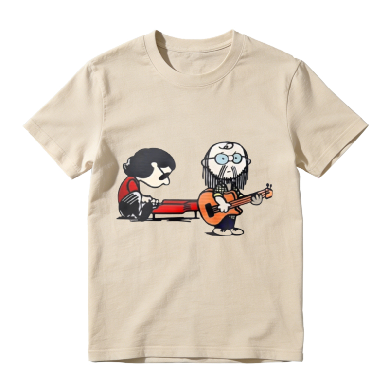 Cartoon Musician Duo Playing Guitar And Keyboard Unisex Classic T-shirt