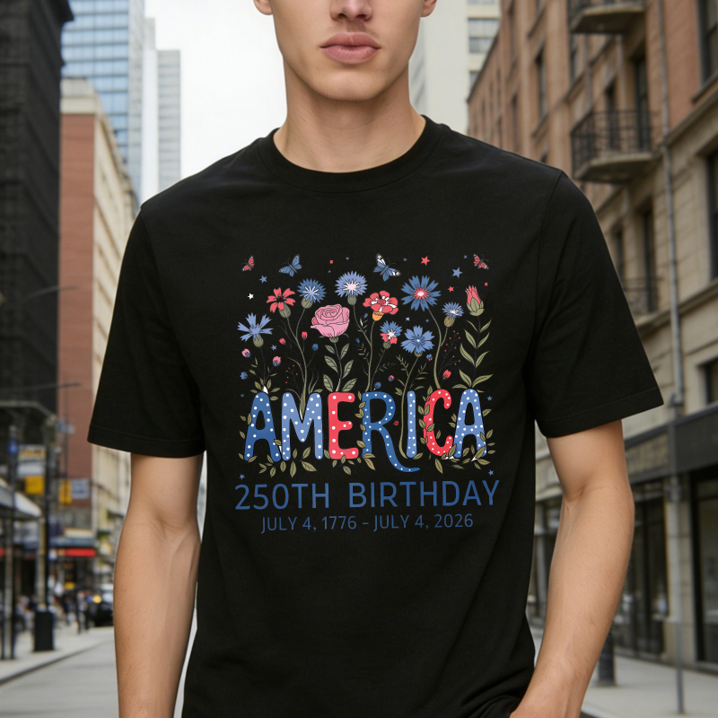 Floral America 250th Birthday July 4 1776 July 4 2026 Unisex Classic T-shirt
