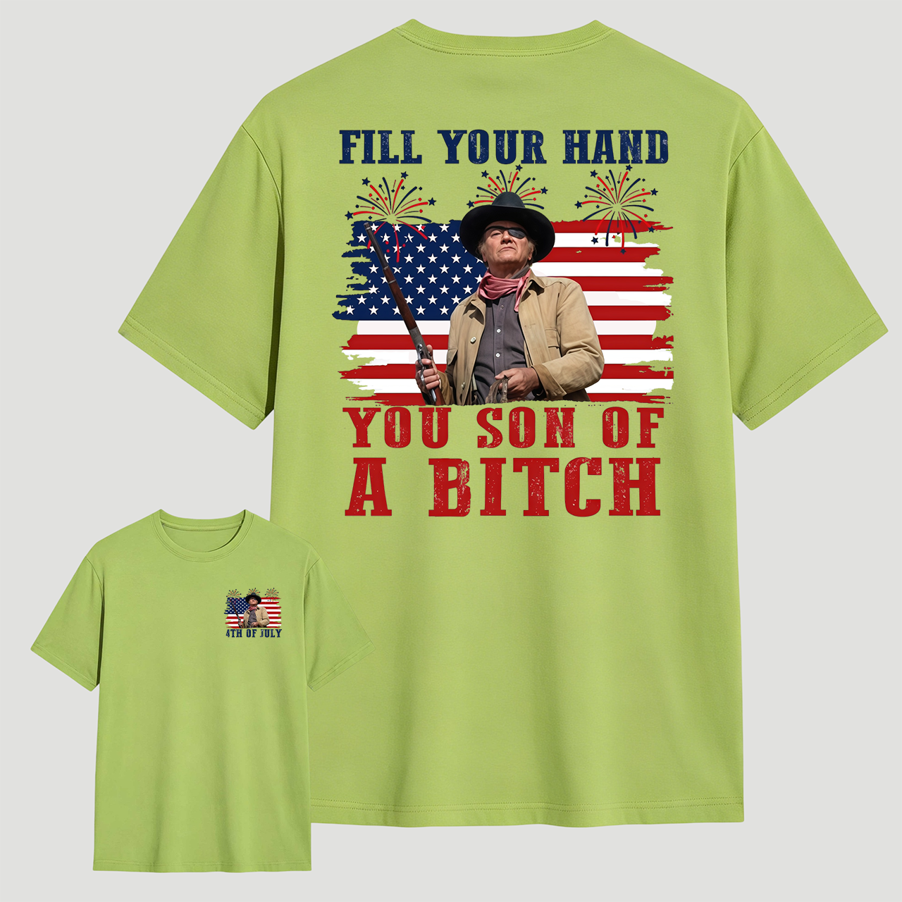 Funny Patriotic Cowboy Shirt for Men, Fill Your Hand USA Flag Graphic Tee, 4th of July Western Cowboy T-Shirt