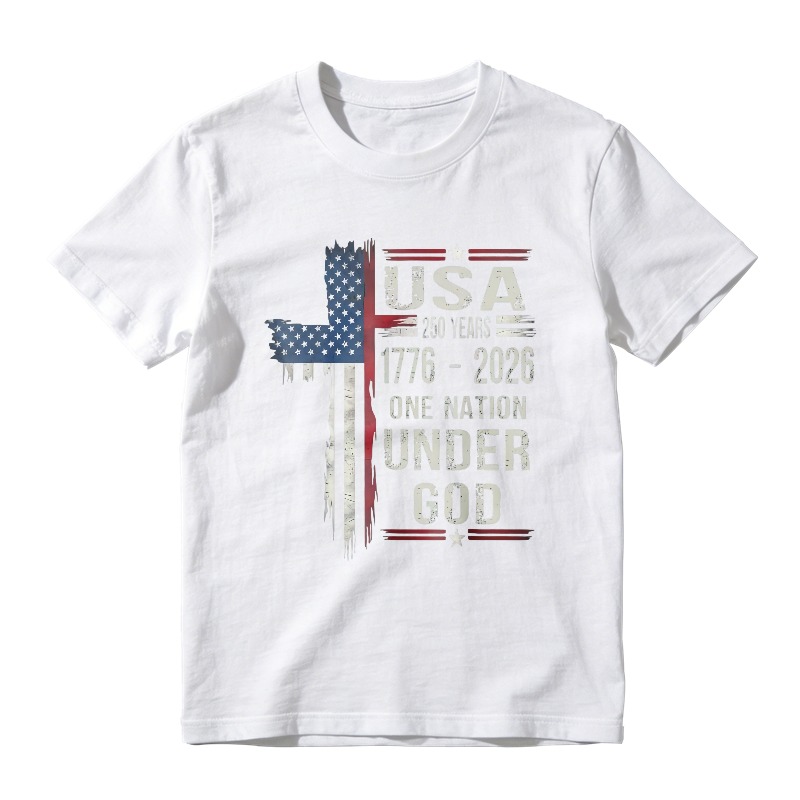 Usa Flag Cross 250 Years 1776 2026 One Nation Under God Unisex Classic T-shirt
