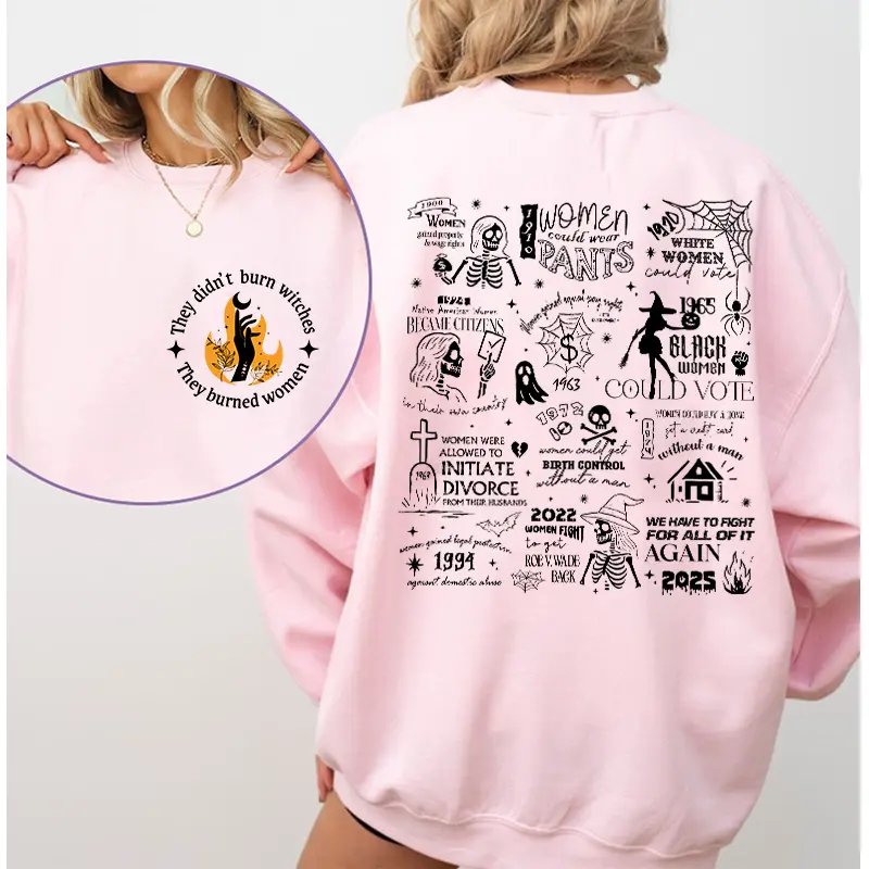 Feminist History Timeline Collage Double Sided Graphic Sweatshirt