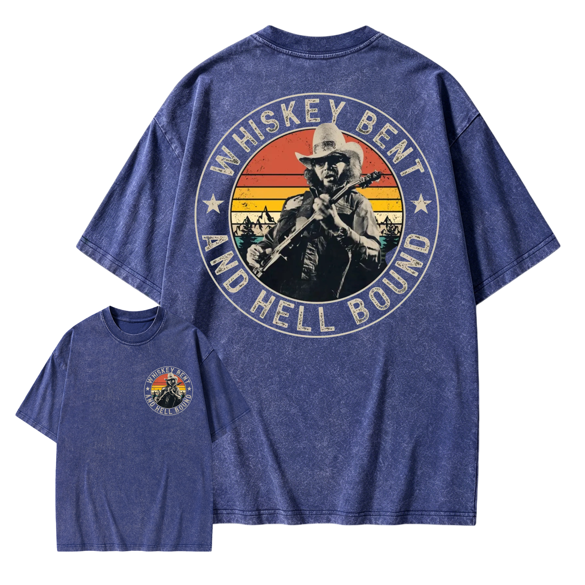 Vintage Country Music T-Shirt, Retro Outlaw Cowboy Graphic Washed T-shirt