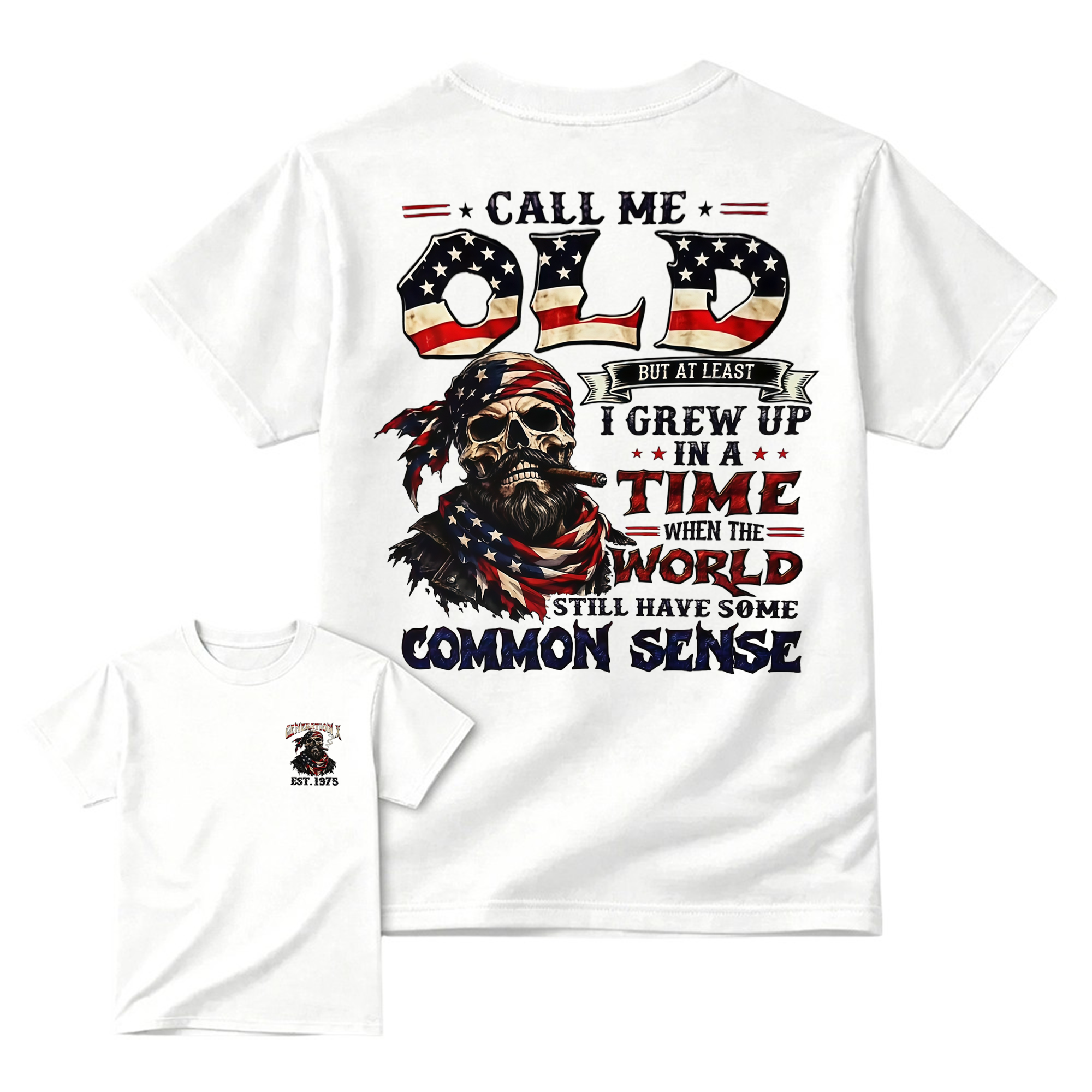 Common Sense Patriot Skull Graphic T-Shirt