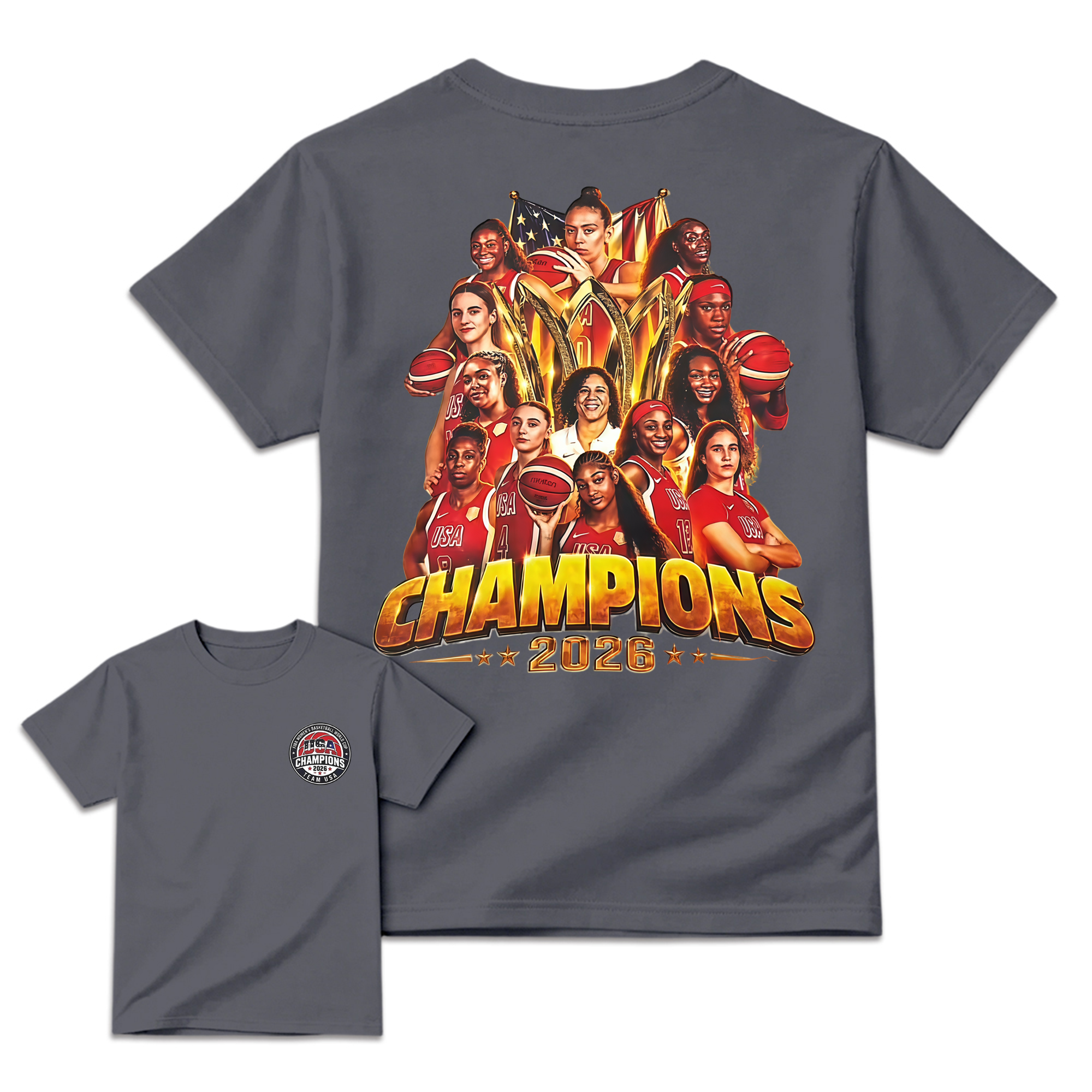 USA Women's Basketball 2026 World Champions T-Shirt - Team USA Graphic Fan Tee