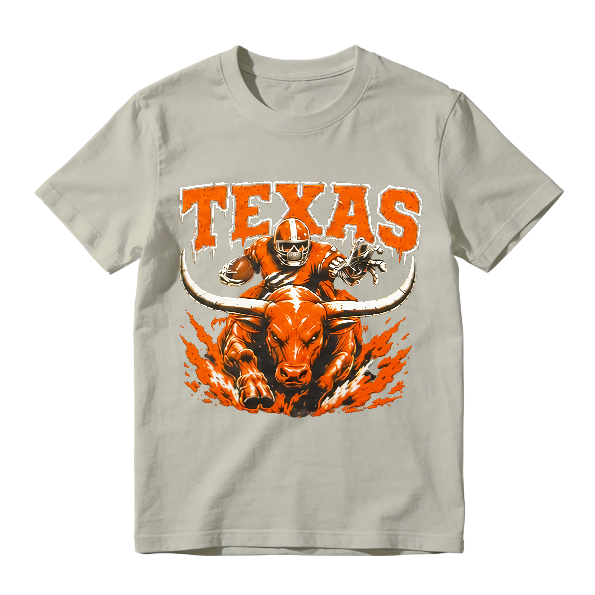 Longhorn Bull Football Player Graphic T-Shirt - College Game Day Fan Tee