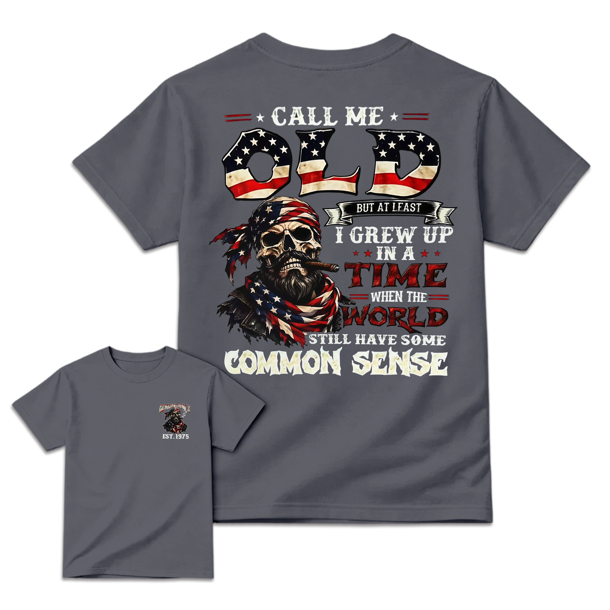 Common Sense Patriot Skull Graphic T-Shirt