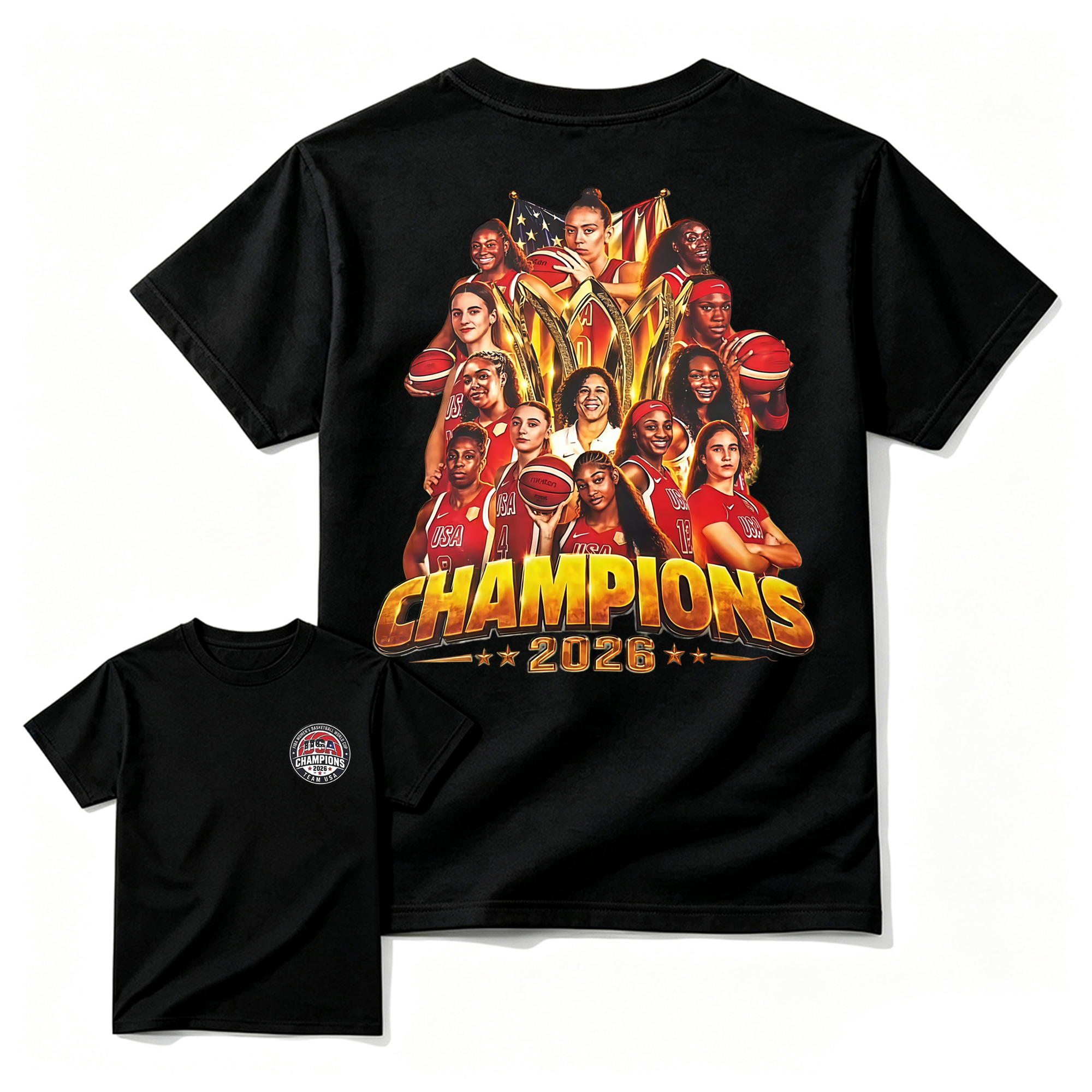 USA Women's Basketball 2026 World Champions T-Shirt - Team USA Graphic Fan Tee