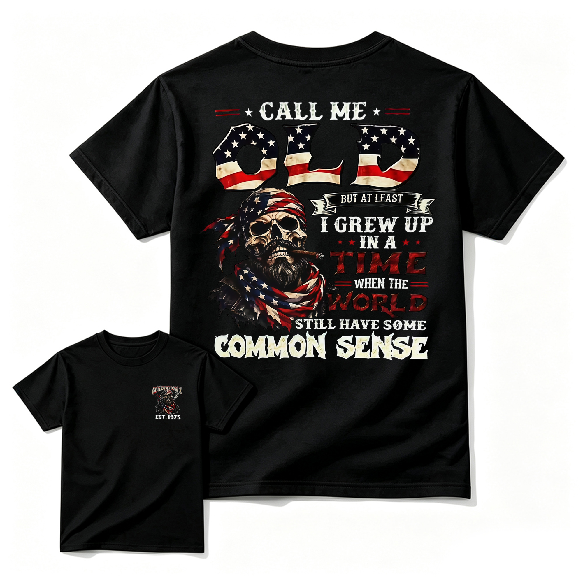 Common Sense Patriot Skull Graphic T-Shirt