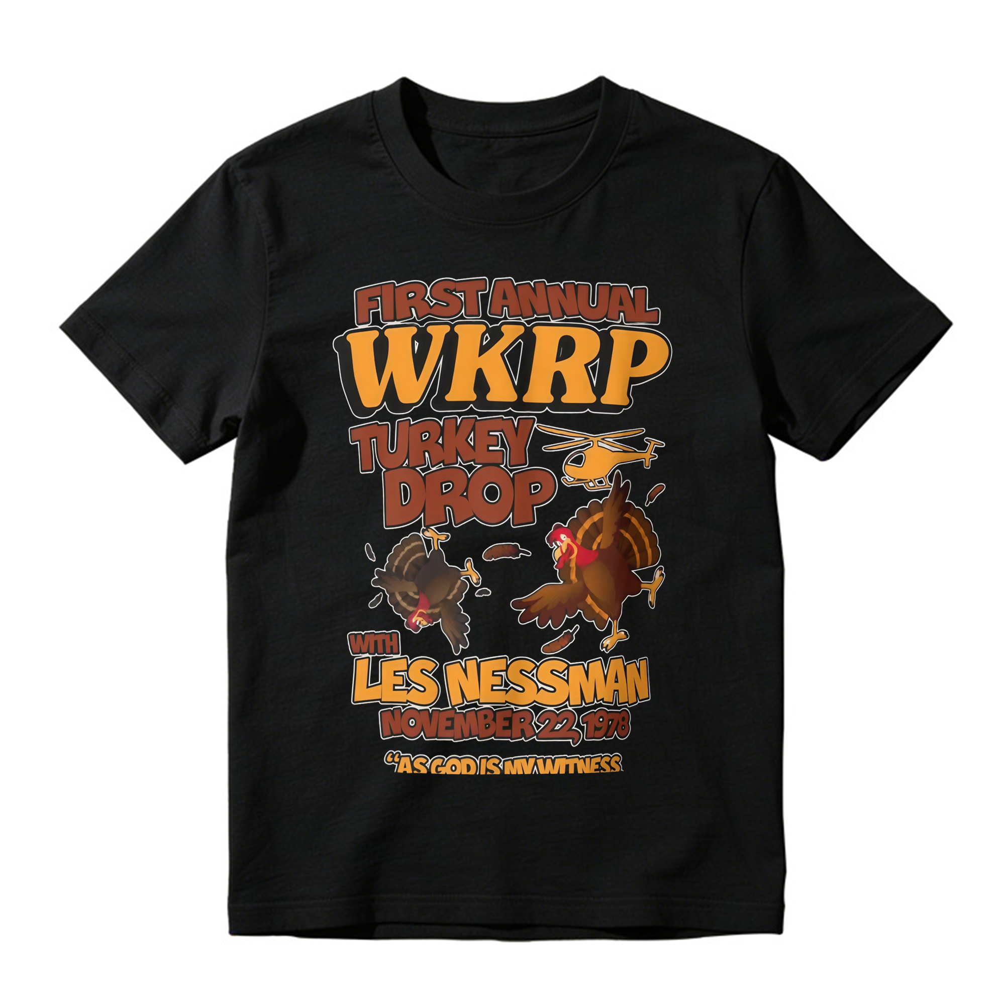 WKRP In Cincinnati Turkey Drop 1978 T-Shirt Vintage Funny Thanksgiving Comedy Graphic Tee 