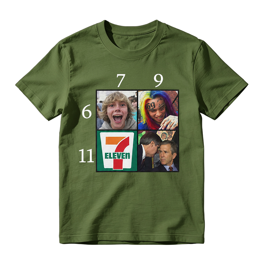 Funny 6 7 9 11 Meme Grid George Bush & 6ix9ine Graphic Tee
