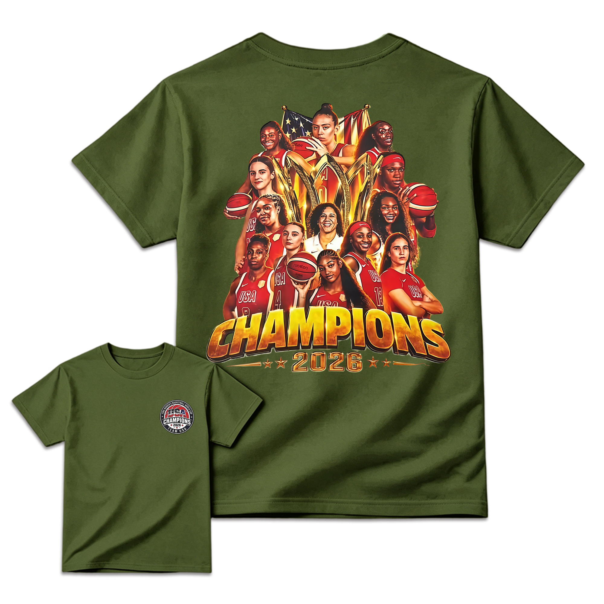 USA Women's Basketball 2026 World Champions T-Shirt - Team USA Graphic Fan Tee