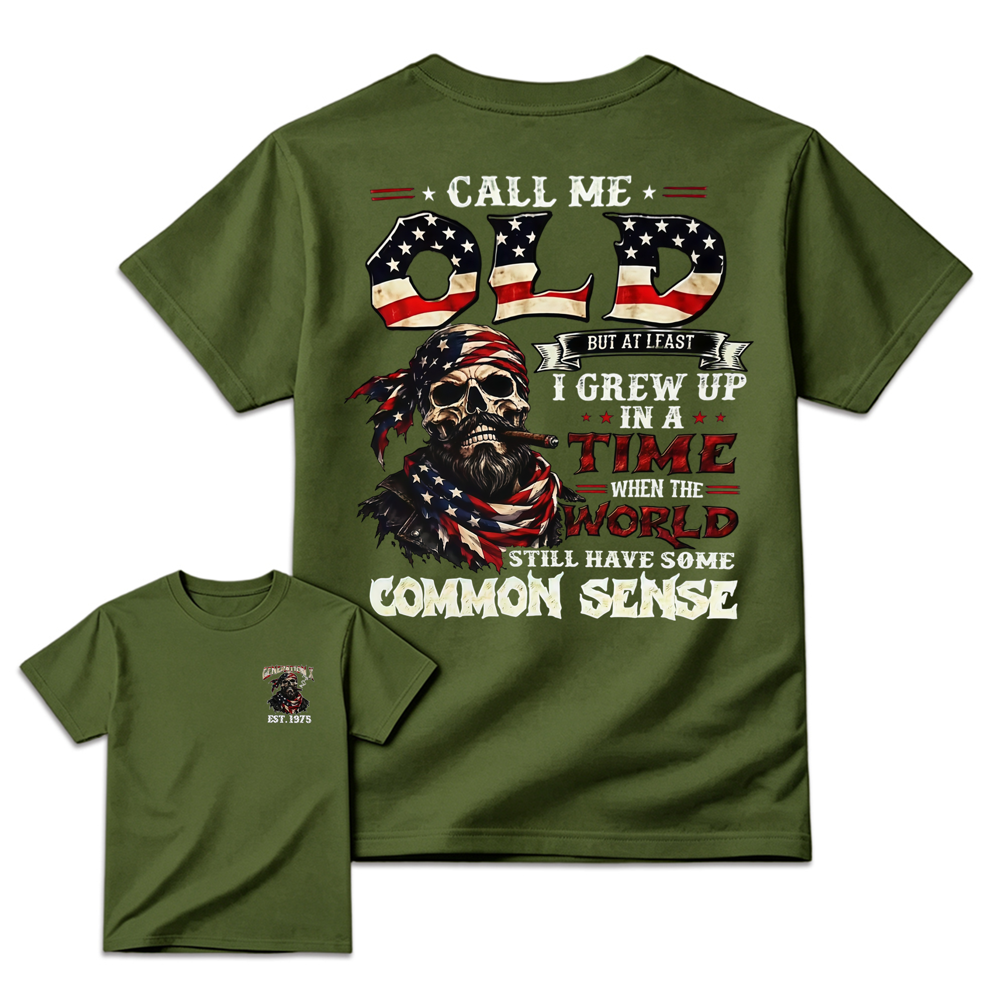 Common Sense Patriot Skull Graphic T-Shirt