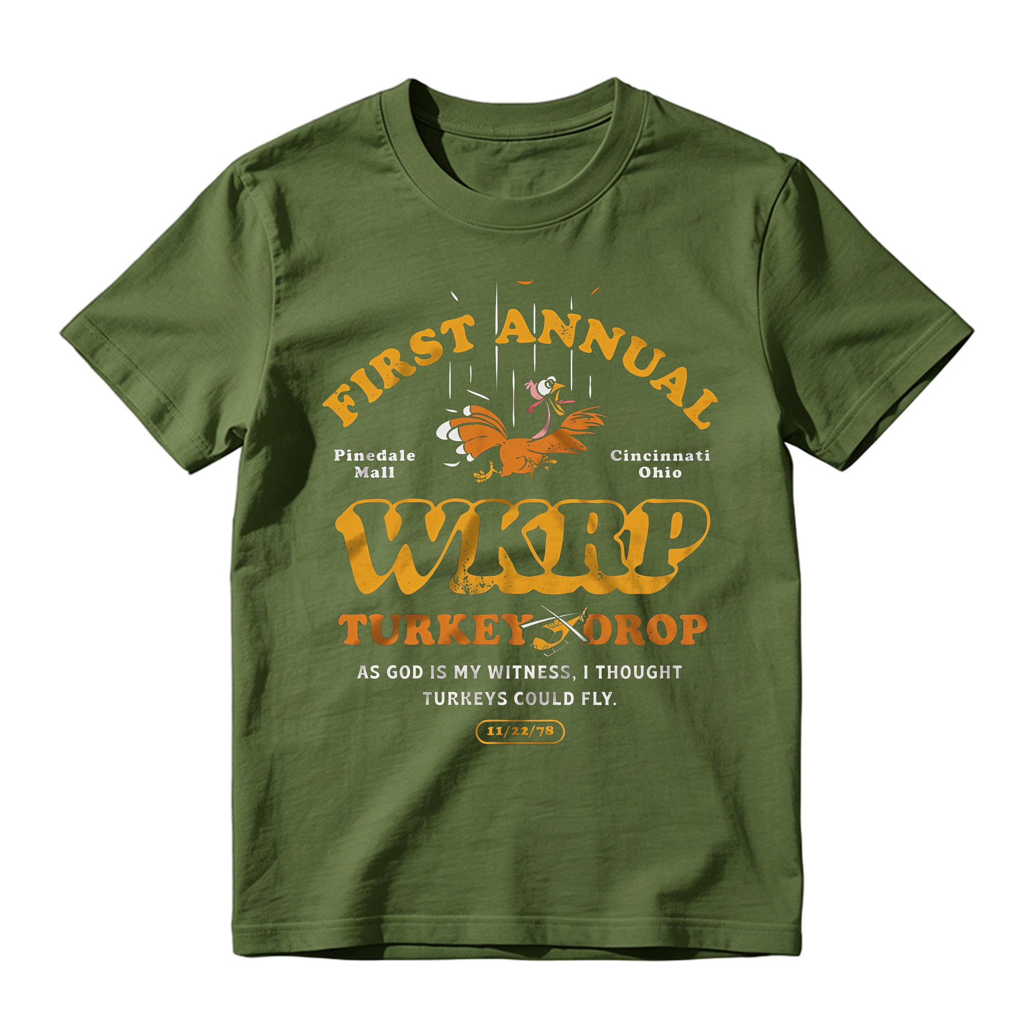 First Annual WKRP Turkey Drop T-Shirt Vintage Funny Thanksgiving Comedy Graphic Tee