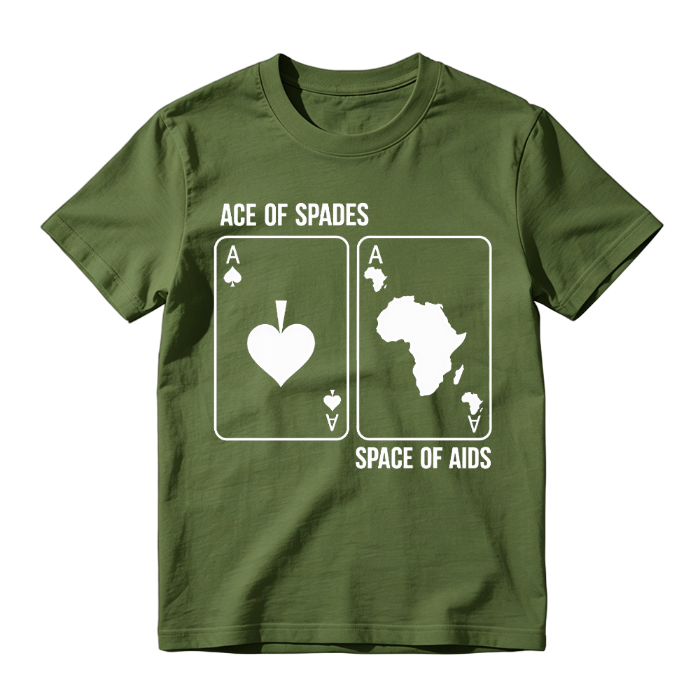 Ace of Spades Space of Aids Graphic T-Shirt - Black Humor Playing Card Parody Tee