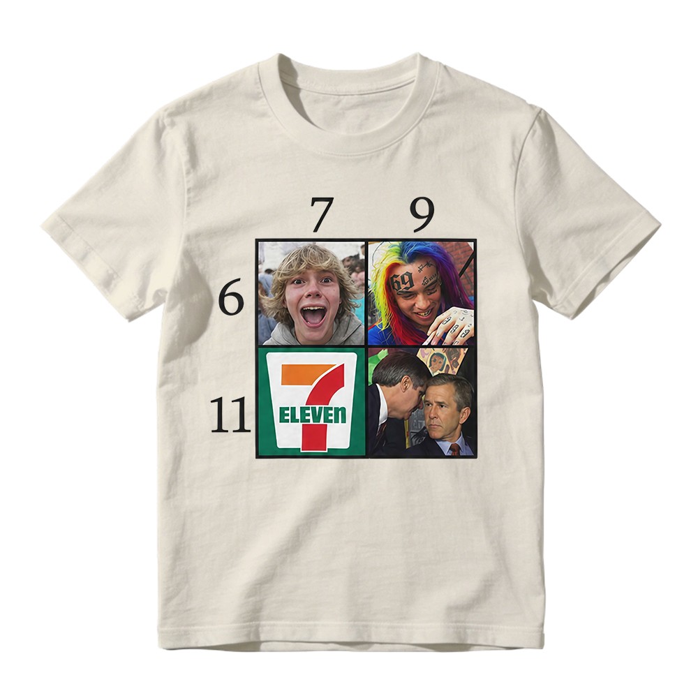 Funny 6 7 9 11 Meme Grid George Bush & 6ix9ine Graphic Tee