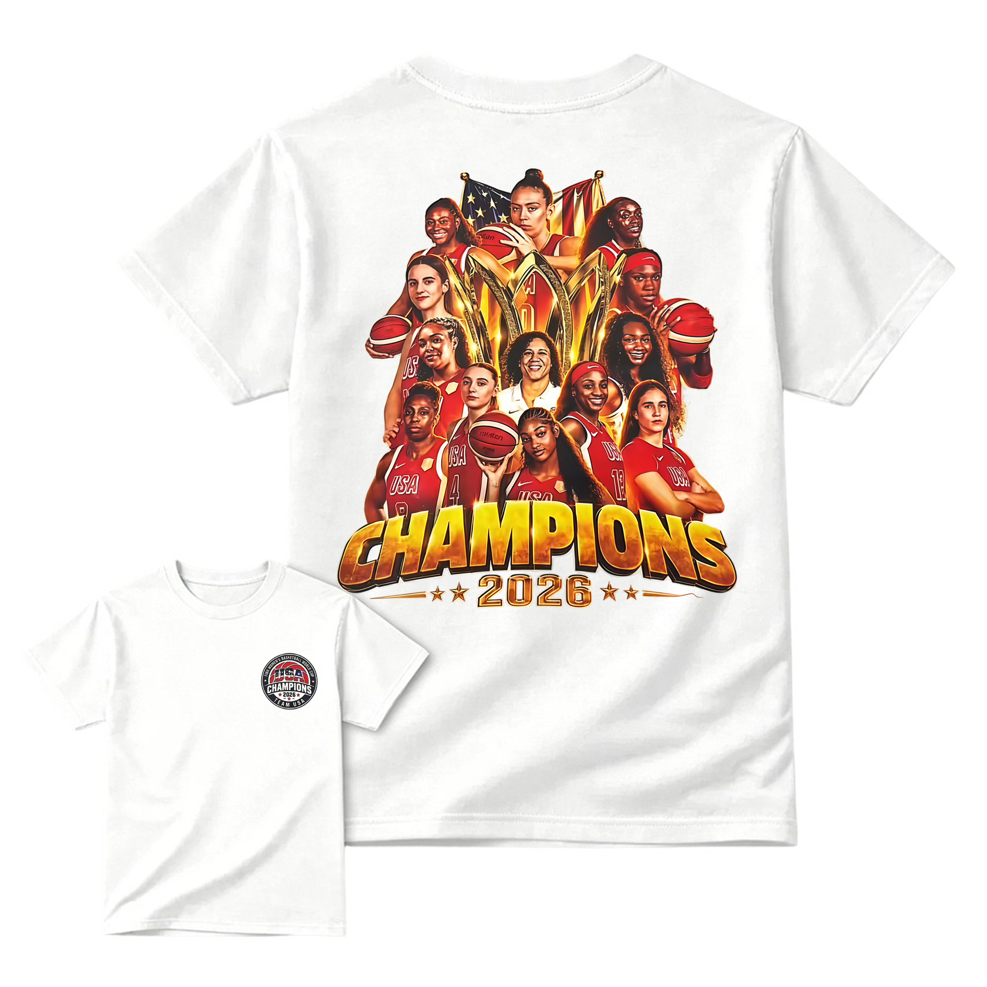 USA Women's Basketball 2026 World Champions T-Shirt - Team USA Graphic Fan Tee