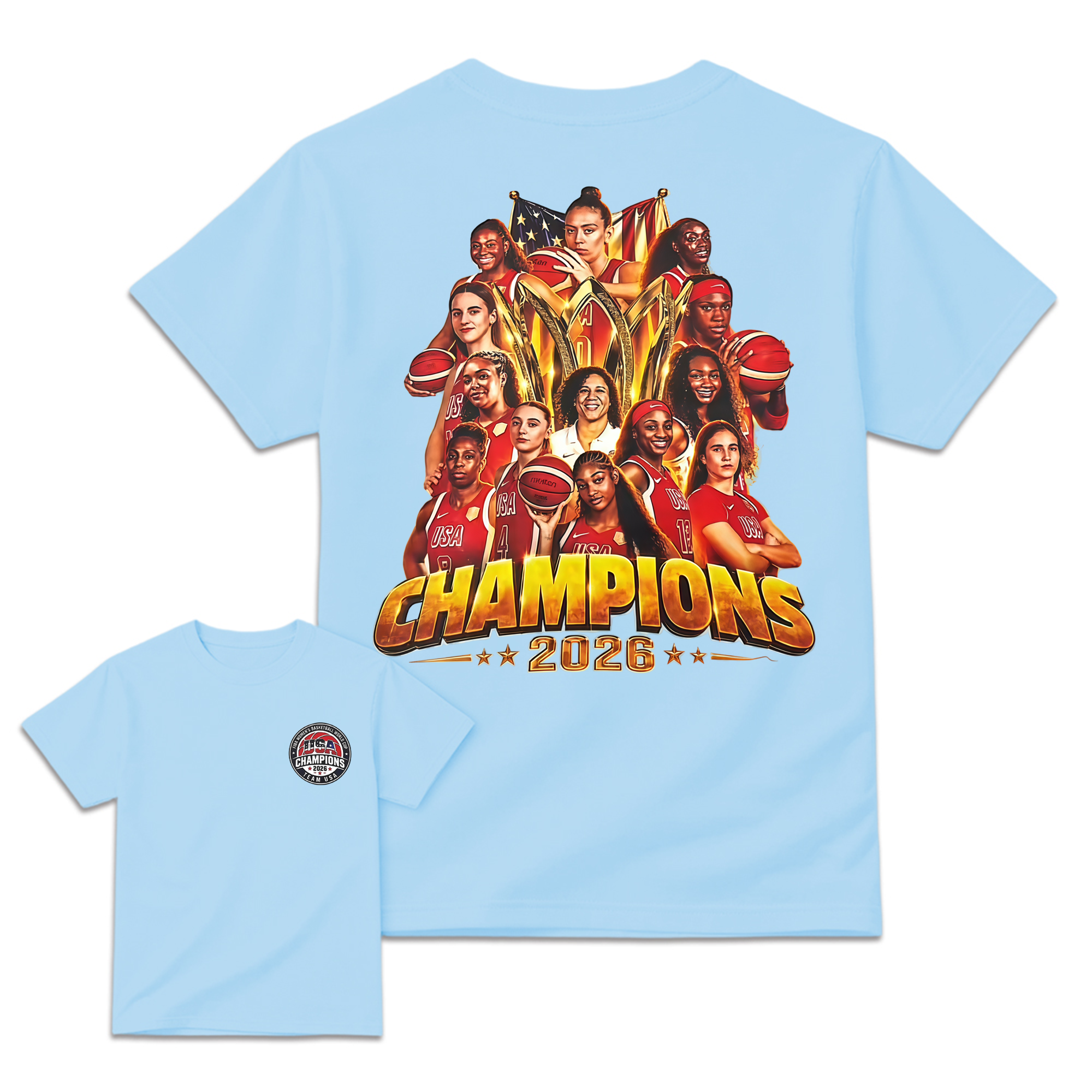 USA Women's Basketball 2026 World Champions T-Shirt - Team USA Graphic Fan Tee