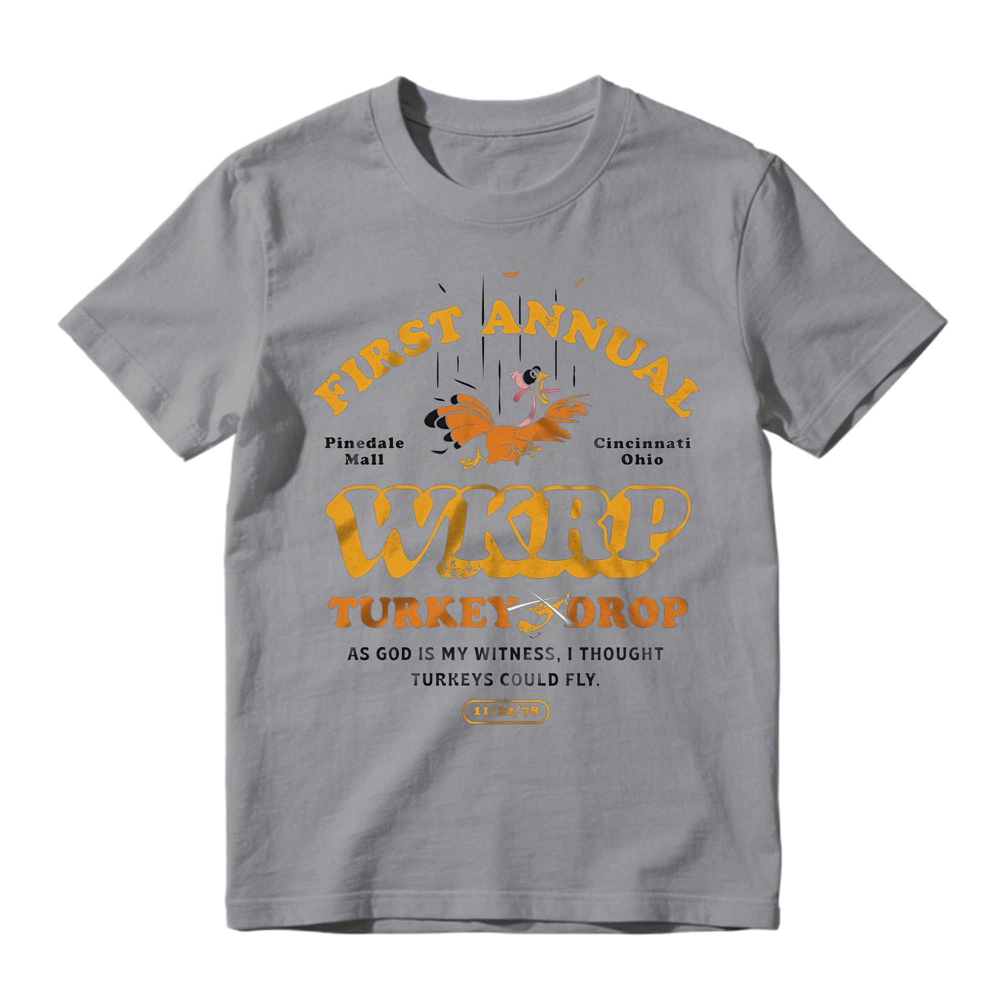 First Annual WKRP Turkey Drop T-Shirt Vintage Funny Thanksgiving Comedy Graphic Tee