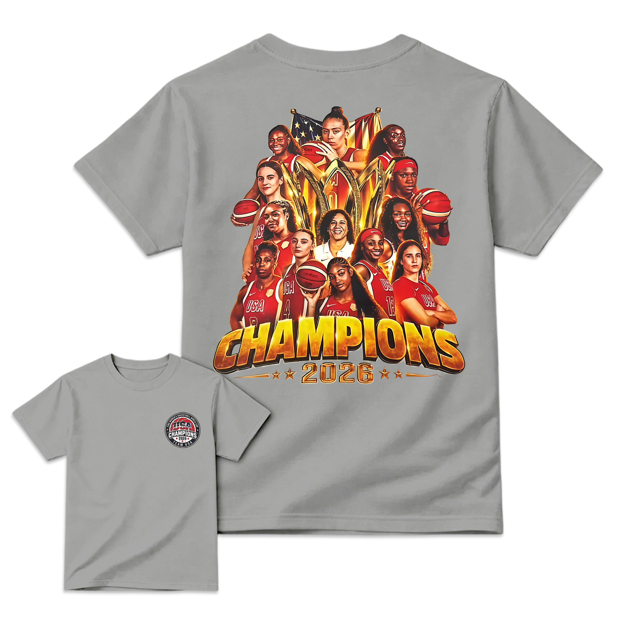 USA Women's Basketball 2026 World Champions T-Shirt - Team USA Graphic Fan Tee