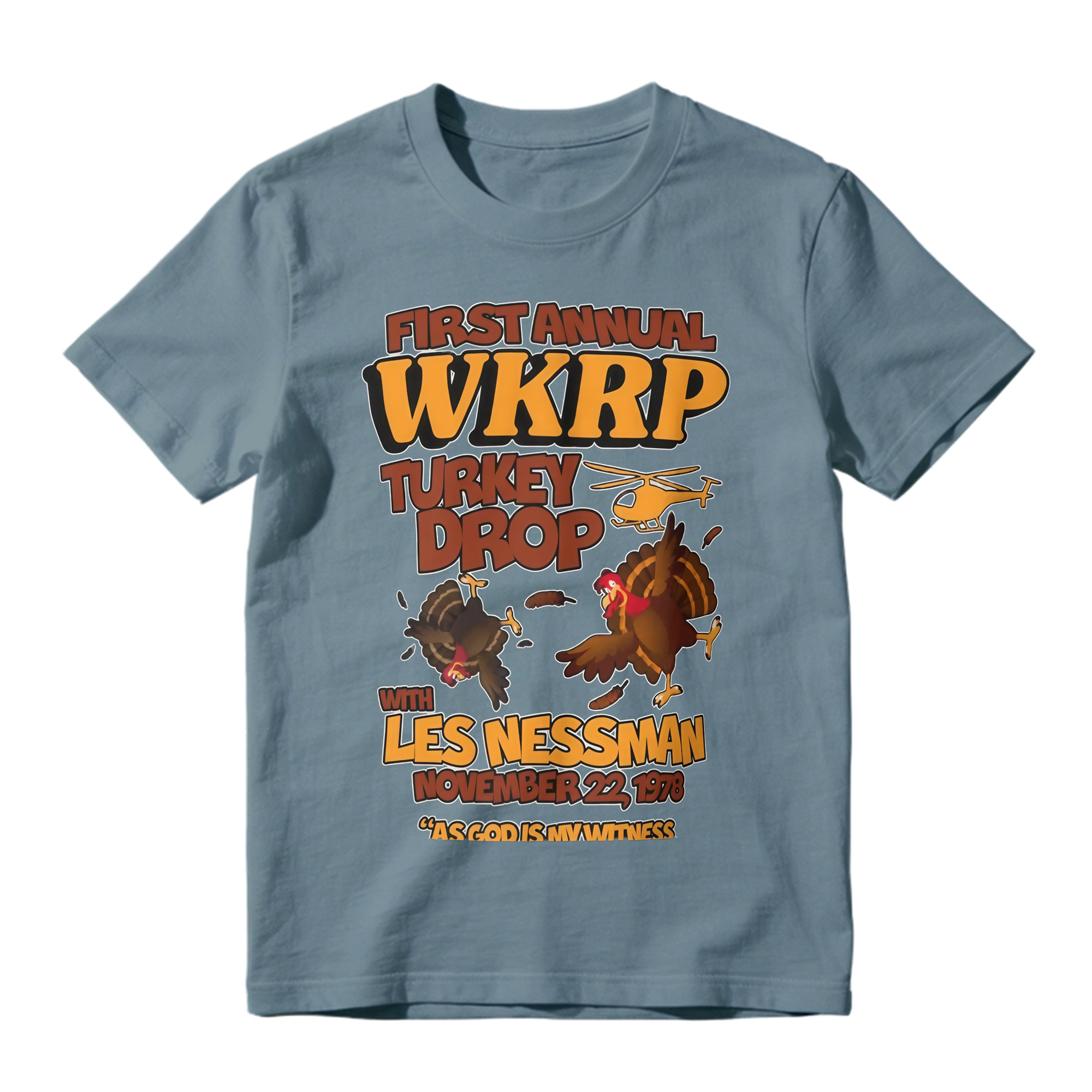 WKRP In Cincinnati Turkey Drop 1978 T-Shirt Vintage Funny Thanksgiving Comedy Graphic Tee 