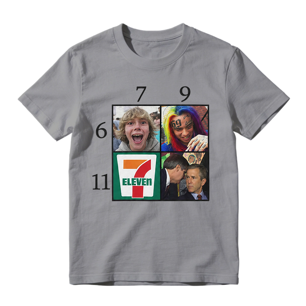 Funny 6 7 9 11 Meme Grid George Bush & 6ix9ine Graphic Tee