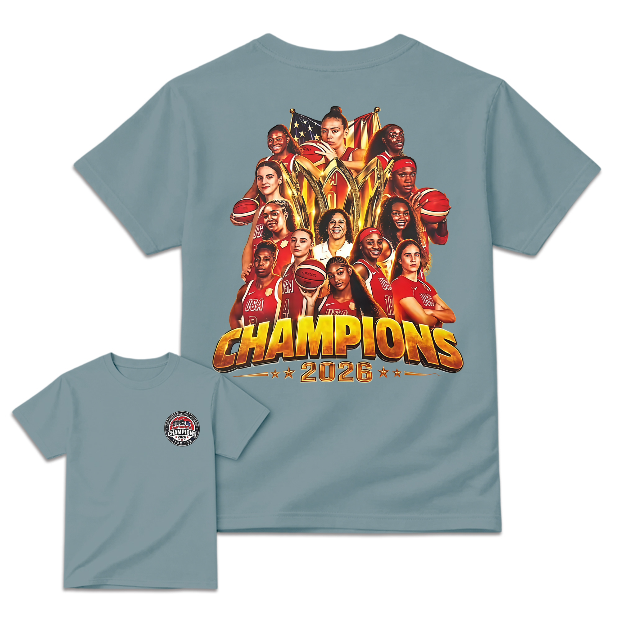 USA Women's Basketball 2026 World Champions T-Shirt - Team USA Graphic Fan Tee