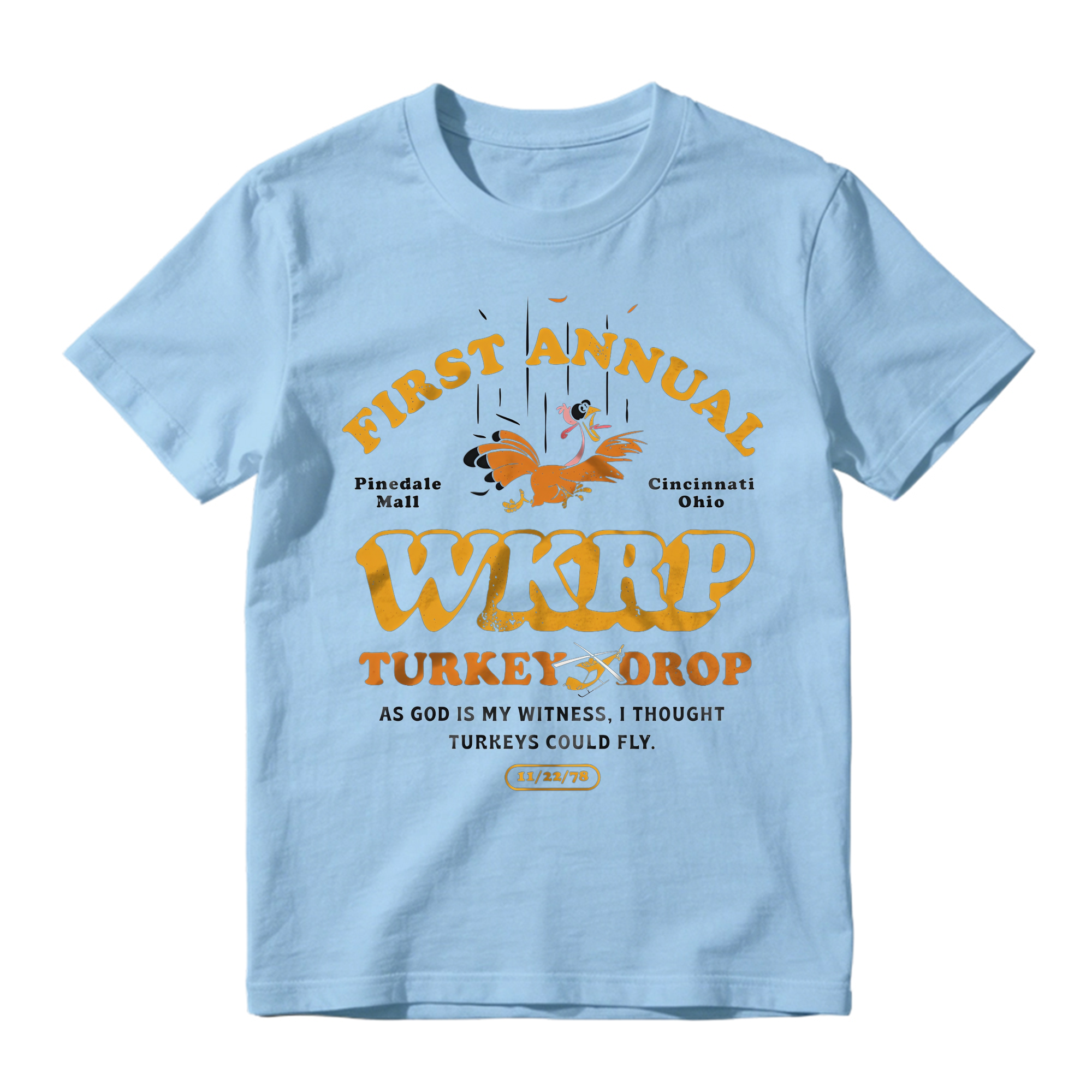 First Annual WKRP Turkey Drop T-Shirt Vintage Funny Thanksgiving Comedy Graphic Tee