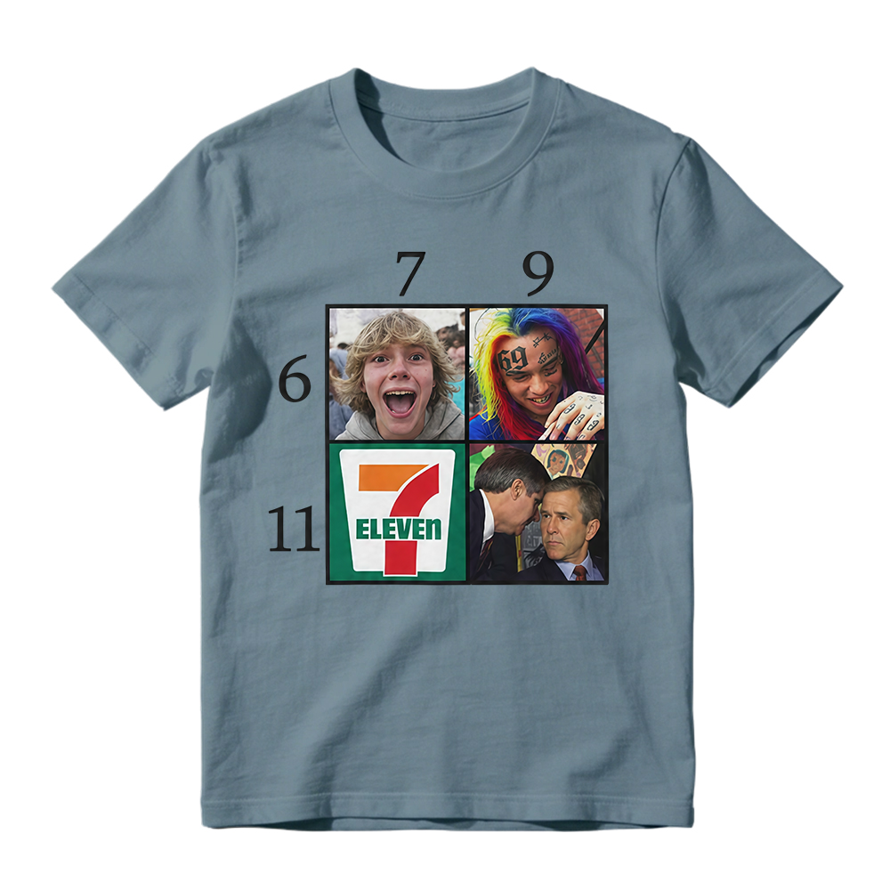 Funny 6 7 9 11 Meme Grid George Bush & 6ix9ine Graphic Tee