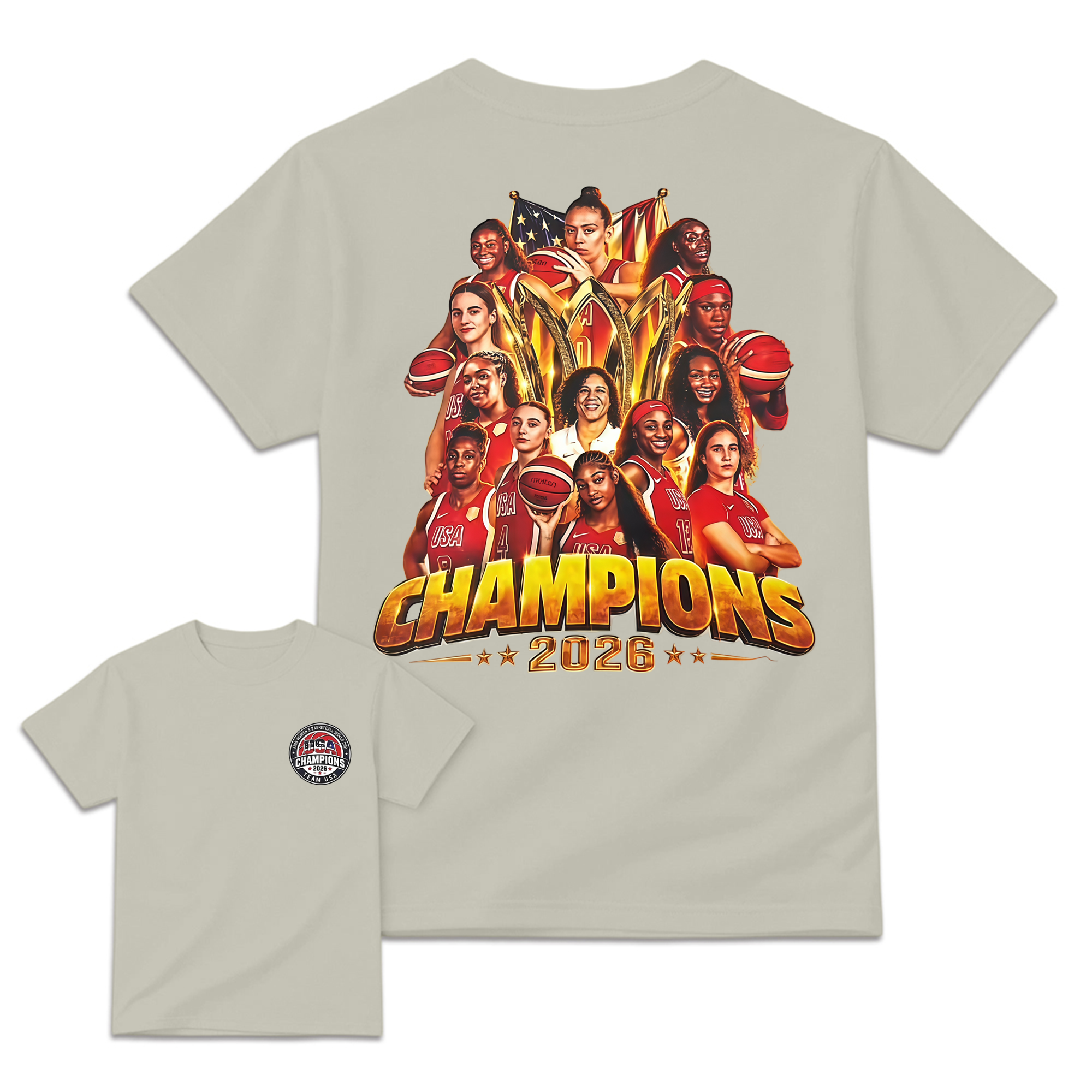 USA Women's Basketball 2026 World Champions T-Shirt - Team USA Graphic Fan Tee