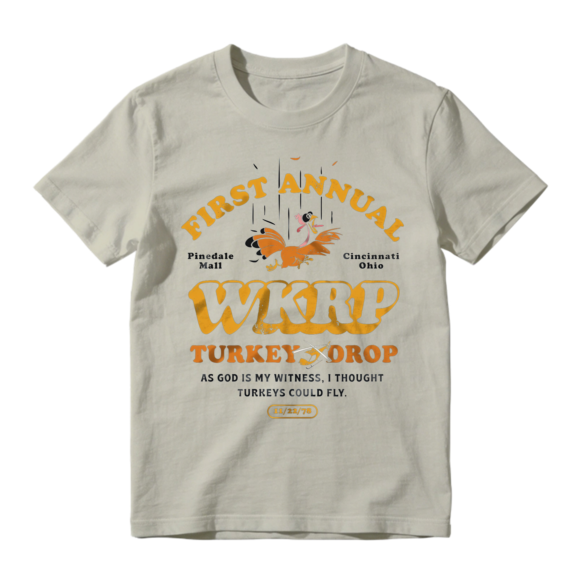 First Annual WKRP Turkey Drop T-Shirt Vintage Funny Thanksgiving Comedy Graphic Tee